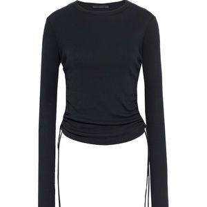 HELMUT LANG Ruched ribbed cotton-jersey top